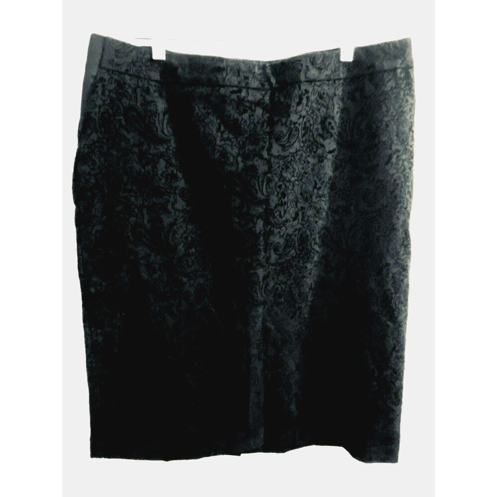 Anne Klein Skirt Womens Sz L Black Paisley Velvet Burnout Career Elastic Waist
